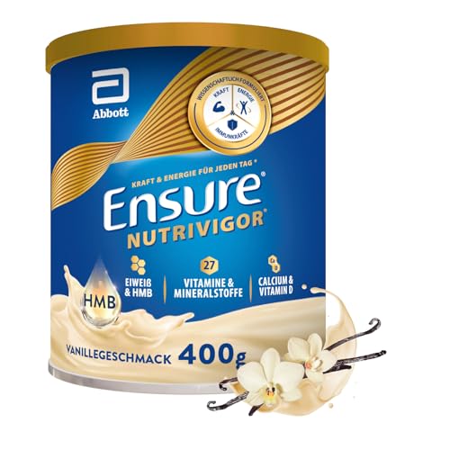 Ensure NutriVigor Vanille Shake – 1 x 400 g – Nahrungsergänzungsmittel mit CaHMB, Proteinen und 27 Vitaminen und Mineralstoffen – Für eine gesunde, ausgewogene Ernährung