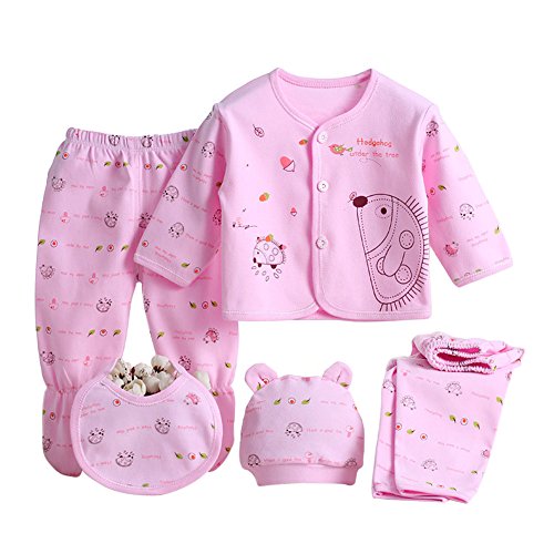 Gajaous 5 STÜCKE Neugeborene 0-3 M Jungen Mädchen Baby Baumwolle Kleidung Tops Hut Hosen Anzug Outfit Sets OneSize