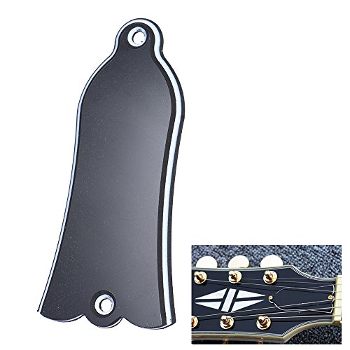 COMETX Scroll Plate 2 Löcher Glockenförmige PVC Halsstababdeckplatte Scrollplatte für Gibson LP SG Flying V ES Gitarre Schwarz