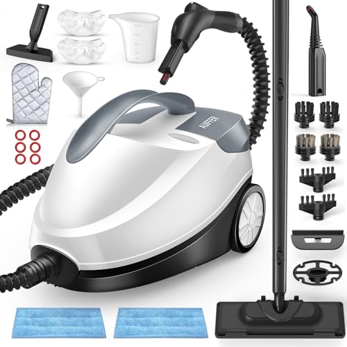 Dampfreiniger, 1,5 L 2000 W Steam Cleaner, Arretierbarer und Einstellbarer Dampfintensität, Dampfreiniger Handgerät zum Entfernen von Schmutz und Staub von Fliesenfugen und Polstermöbeln