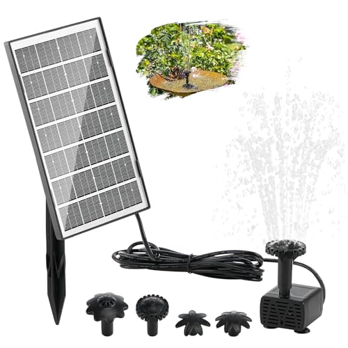Sprifityy Teichpumpe solar 3.5W,Solar Springbrunnen, Glas DIY Solar Teichpumpe,Solar schwimmender Fontäne Pumpe,mit 3M Kabel & 5 Fontänenstile,für Gartenteich Springbrunnen Vogel-Bad Fisch Behälter