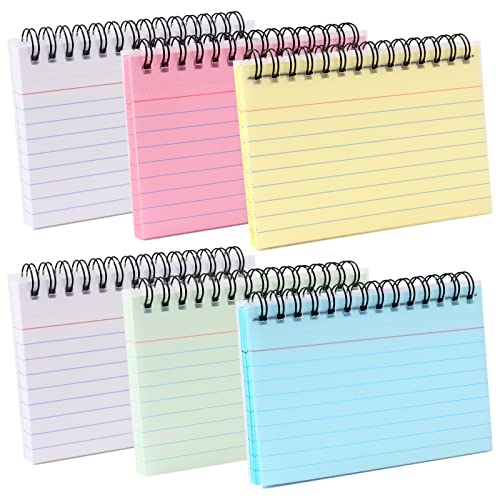 Vicloon Linierte Karteikarte, 300 Stücke Karteikarten, Spirale Notizblock 5 Farben, mit Transparenter Abdeckung, für Lernen von Wörtern, Treffen