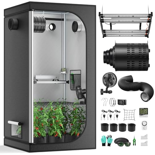 Growzelt Komplettset mit integriertem Controller, 240W Vollspektrum LED Wachstumslampe, 100X100X200cm, mit 7
