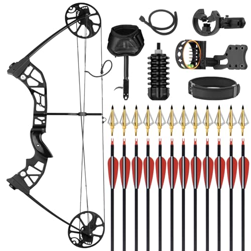 Compoundbogen-Set, 9-31,8 kg Zuggewicht verstellbar, 48,3 cm - 76,2 cm Ziehlänge, Jagd-Compound-Bögen-Set für Erwachsene, Jugendliche, Anfänger, Outdoor-Shooting, rechte Hand