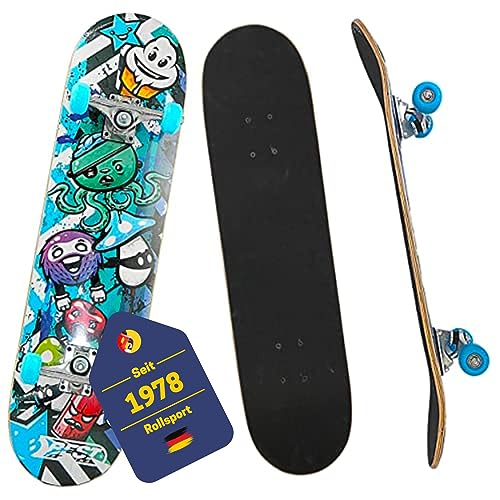 BEST SPORTING Skateboard A3 Kid Octopus – Skateboard 78 cm für Kinder mit rutschfestem Deck – 7-lagiges Ahornholz & Alu-Achse – ABEC 3 Kugellager – für Mädchen & Jungen ab 7 Jahre (Octopus Blue)