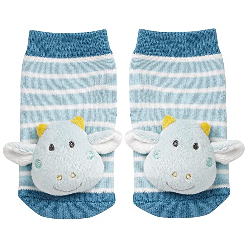 Fehn Rasselsocken Baby Drache – Babysocken mit Rassel Funktion und Drachen-Köpfchen, Socken zur Förderung der Motorik – Babykleidung optimal als Erstlingssöckchen – Für Babys & Kinder von 0-12 Monaten