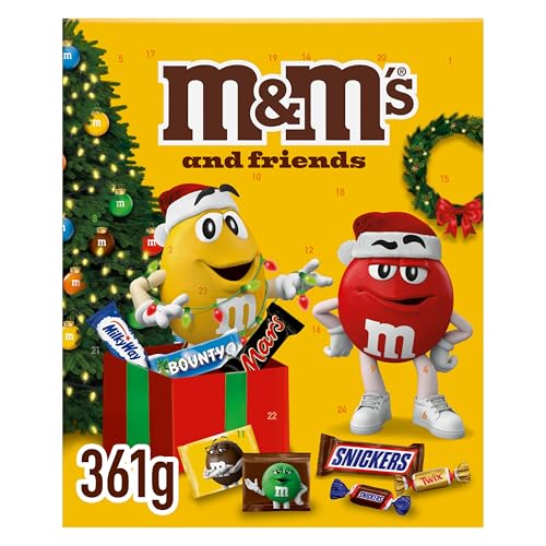 M&M'S & Friends Adventskalender mit M&M'S, Bounty, Mars, Milky Way, Snickers und Twix I 361 g Süßigkeiten zum Verschenken und für Weihnachten