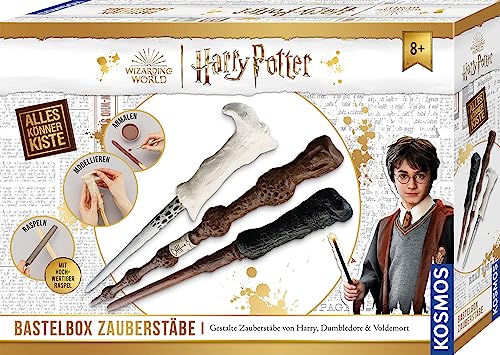 Kosmos 604653 Harry Potter Zauberstab herstellen, Zauberstäbe von Harry Potter, Dumbledore und Voldemort basteln, AllesKönnerKiste Bastelset