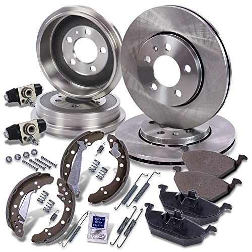 ATEC Germany Bremsenset Vorderachse inkl. Bremsscheiben Ø 256 mm Belüftet + Bremsbeläge Vorne + Bremsbacken Hinten + Bremstrommel Hinten