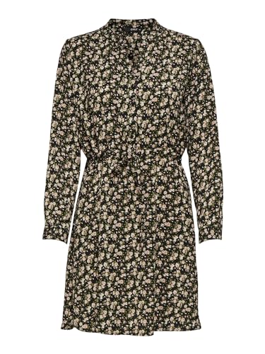 ONLY ONLCORY L/S V-Neck Tunic WVN Noos Top, Damen, Nero/AOP: Sarah Ditsy Flower, Größe L