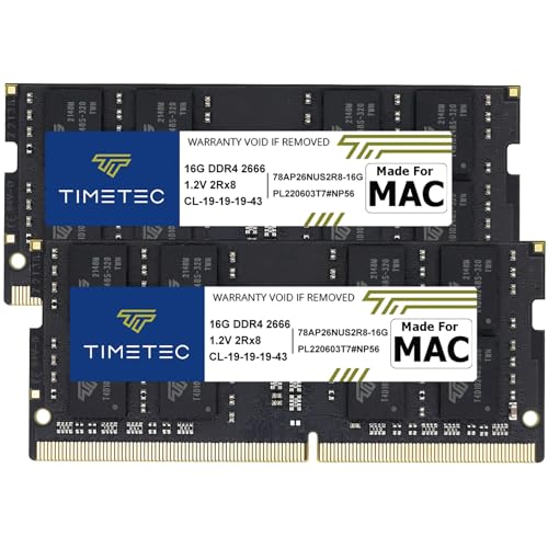 Timetec 32GB KIT (2x16GB) Kompatibel für Apple DDR4 2666MHz/2667MHz für Mitte 2020 iMac 20,1/20,2/Mitte 2019 iMac19,1 27 Zoll mit Retina 5K, Ende 2018 Mac mini (8,1) PC4-21333/PC4-21300 MAC-RAM