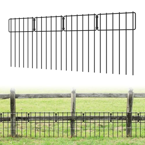 LIANTRAL 10 Stück Tier Barriere Zaun, Dekorativer Gartenzaun, rostfreier Metalldraht, Kein Graben-Zaun Patio-Grenze Tierzaun für Hunde Kaninchen im Freien Patio, 43 cm H x 3.3 m Gesamtlänge