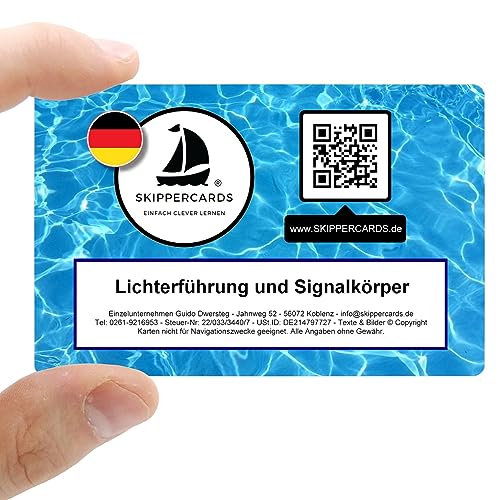 SKIPPERCARDS - Sportboot Lernkarten - Lichterführung und Signalkörper nach Kollisionsverhütungsregeln - Ideales Zubehör zum Sportbootführerschein See, Segeln und Bootsport