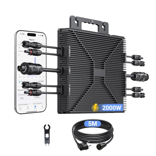 LIONSHEE Mikrowechselrichter 2000W, Wechselrichter Balkonkraftwerk mit WLAN, Plug & Play, App Steuerung, 5M AC-Kabel, PV-Wechselrichter, MPPT Integrierter