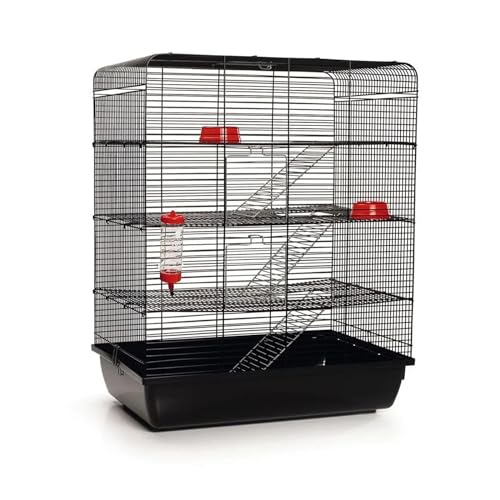 ZooPaul Premium Nagerkäfig XXL Rattenkäfig schwarz mit Zubehör 58x38x72cm Zwerghamster Käfig Kleintiere