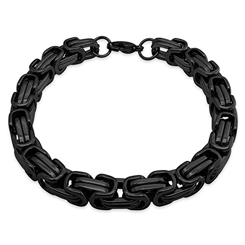 Soul-Cats Armband Edelstahl Königskette Panzerkette Armkette, Farbe: Schwarz, Stärke: 9 mm