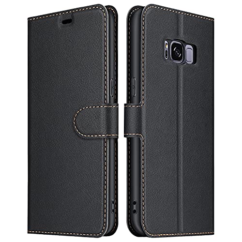 ELESNOW Schutzhülle für Samsung Galaxy S8, Premium Brieftasche Schutzhülle aus Leder, kompatibel mit Samsung Galaxy S8 (schwarz)