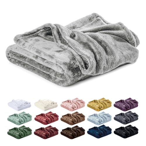 Lavea® Mikrofaser Kuscheldecke flauschig und weich, warme Fleecedecke für Sofa und Bett, Pflegeleichte Decke, atmungsaktiv und hautfreundlich, Wolldecke, Sofadecke Wohnzimmer, Silber, 150x200 cm