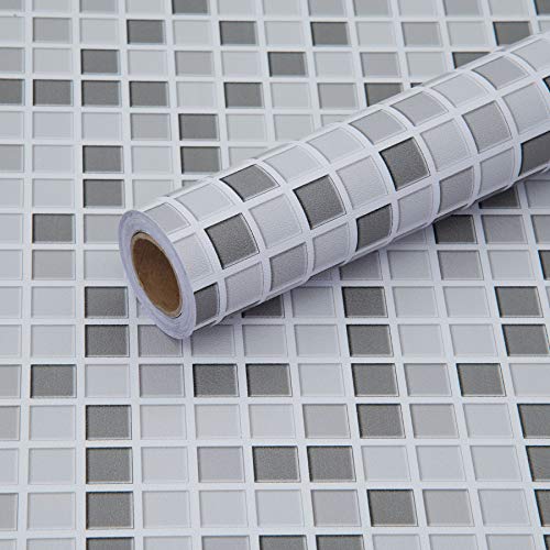 Fantasnight Fliesenaufkleber Mosaik Grau Weiß Fliesensticker 30 × 300 cm Fliesenfolie küche Mosaikfliesen Selbstklebende Folie für Bad und Küche Deko