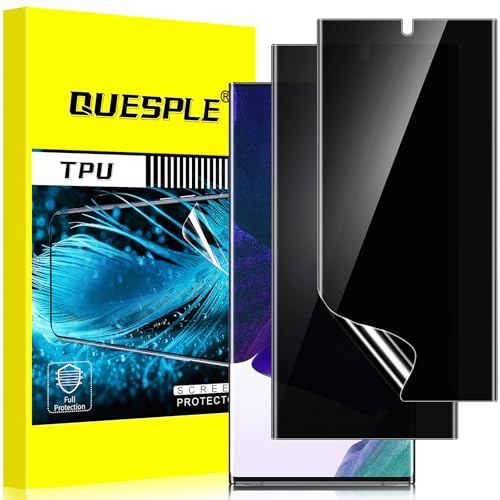 [2 Stück] QUESPLE Privacy Schutzfolie für Samsung Galaxy Note 20 Ultra 5G, Anti-Kratzen, Anti Spähen, Fingerabdruck-ID Blasenfreie Weich TPU Displayschutzfolie für Samsung Note 20 Ultra Anti-Spy Folie