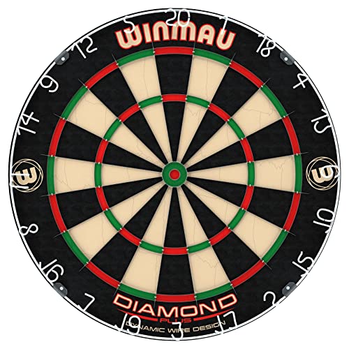 WINMAU Diamond Plus Dartscheibe Steeldart– Professionelles Dartboard aus Borsten mit Offiziellen Turnierspezifikationen – Unterstützt von der PDC - Profi Dart-Zubehör