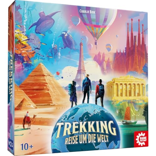 Game Factory 646043 Trekking - Reise um die Welt, Gesellschaftsspiel für 2-5 Spieler, ab 10 Jahren, Brettspiel, Familienspiel