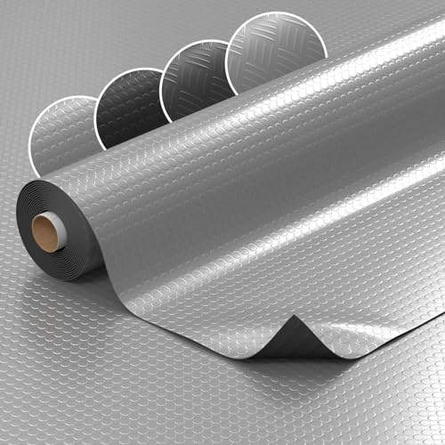 PVC Bodenbelag Meterware Noppen 1mm Antirutschmatte Bodenmatte Noppenmatte Riffelblechmatte Tränenblech rutschfest Grau Noppen 100x140cm