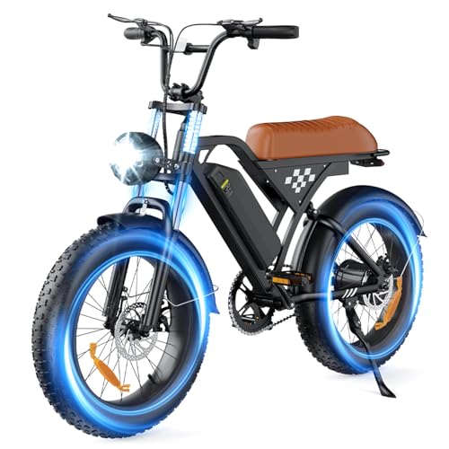 Finbike E-Bike mit All-Terrain 20 * 4.0 Zoll Fetten Reifen,Elektrofahrrad mit 10.4Ah Abnehmbarem Akku,4 Fahrmodi,PAS Reichweite MAX 100KM,Elektrofahrräder Mehr Komfort für Herren Damen