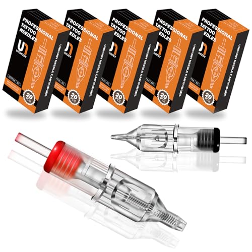 100 Stück Tattoo Nadeln Set RL RS, Unihuby Tattoo Cartridges 3RL 5RL 7RL 9RL 11RL 3RS 5RS 7RS 9RS 11RS Round Liner Shader Tattoo Nadel Cartridge