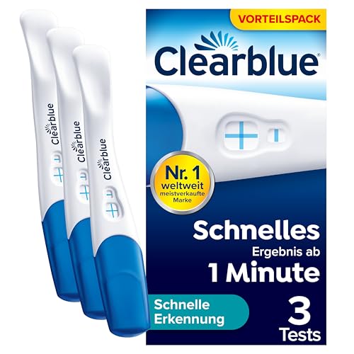 Clearblue Schwangerschaftstest, Schnelle Erkennung Vorteilspack, Ergebnis innerhalb von 1 Minute möglich, 3 Tests