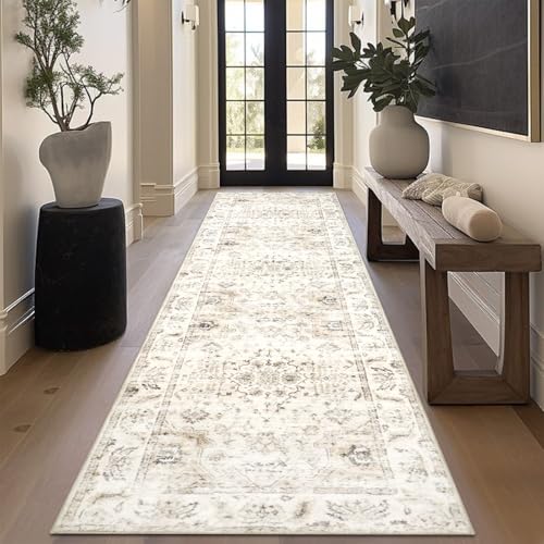 Homcomodar Boho Läufer Teppich für Flur Waschbare Küchen Läufer Teppiche mit Gummirücken Boden Teppich Läufer für Flur Wohnzimmer Eingang(80x300cm)