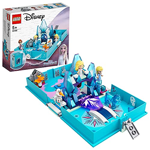 LEGO 43189 Disney Frozen 2 Elsas Märchenbuch, Reisespielzeug Mit Nokk Und Olaf, Mit Prinzessinnen Mini-Puppen, Eiskönigin Spielzeug Ab 5 Jahren
