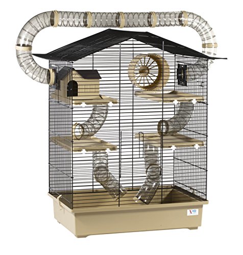 XXL Diamant Hamsterkäfig 5 Etagen 3 Leitern großes Röhrensystem Beige Außenröhren mehrere Türen viel Zubehör