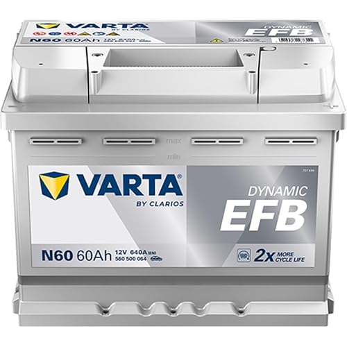 VARTA Automotive DYNAMIC EFB (N60) 12V 60Ah 640A - Nassbatterie für Start-Stopp Systeme - Starterbatterie für Autos mit erhöhtem Energiebedarf - Wartungsfreie Bleisäurebatterie