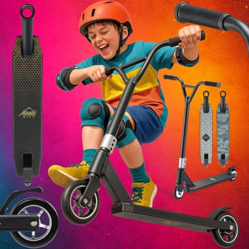 SPORTANA® Stunt Scooter für Kinder & Erwachsene Kick Scooter ABEC 9 360° Lenker 100mm PU Räder Freestyle Trick Roller Kugellager Grip-Deck Cityroller