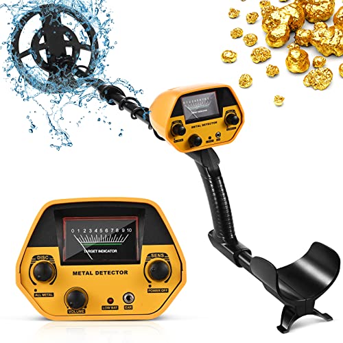 GJCrafts Metalldetektoren Hohe Genauigkeit Metalldetektor Wasserdicht, Golddetektor Höhenverstellbare 78-108cm mit 25cm Suchspule für Kinder und Erwachsene