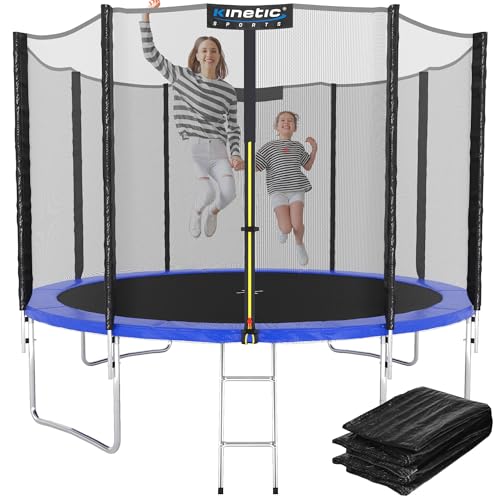KINETIC SPORTS Trampolin Outdoor 'Salto Plus' Ø 183 cm - Komplett-Set für Kinder, USA Sprungtuch, Netz, Randpolster, Leiter - Blau