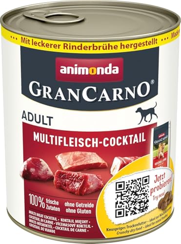 animonda GranCarno Hundefutter, Nassfutter für erwachsene Hunde, verschiedene Sorten 6 x 800 g Multi-Fleischcocktail