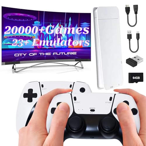 Retro Konsole Spielkonsole 4K Game Stick eingebauten 20000+ Spielen 23 Emulator, Plug and Play Wireless Videospielkonsole für TV, Geschenk für Jungen & Erwachsene