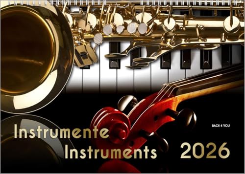 Musikinstrumente, ein Musik-Kalender 2026, DIN A4: Instrumente – Instruments