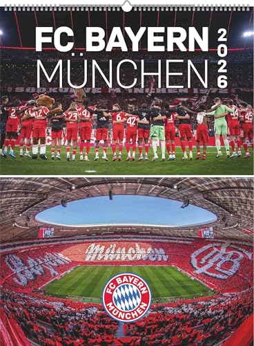 N Neumann - FC Bayern München 2026 Posterkalender, 48x64cm, Fußball-Kalender mit Motiven der Stars, Fan-Kalender mit Fußball-Highlights, Spiralbindung und internationales Kalendarium: XL-Kalender 2026
