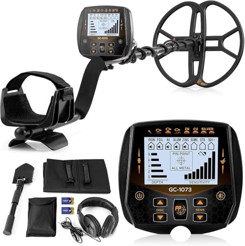 Hazlewolke 13''/33CM Metalldetektor Profi mit großer wasserdichter Doppel-D Suchspule, hoher Empfindlichkeit & Pinpointer-Funktion, Golddetektor für Erwachsene mit LCD-Anzeige
