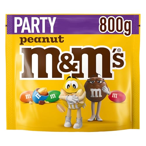 M&M’s Peanut Großpackung Schokolade, Schokolade, Schokolinsen mit Erdnusskern und bunter Zuckerhülle als Süßigkeiten, 1 x 800g