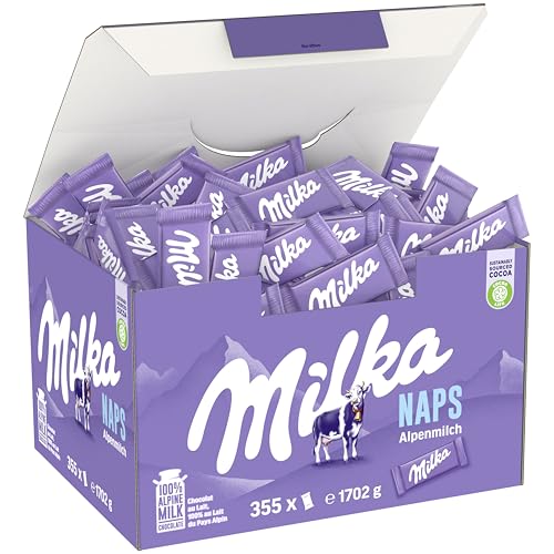 Milka Naps Alpenmilch – Mini-Schokoladentäfelchen aus zarter Alpenmilch-Schokolade – 1 x 1,7kg