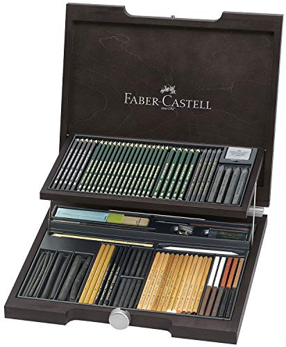 Faber-Castell 112971 - Pitt Monochrome Holzkoffer, 86 Teile