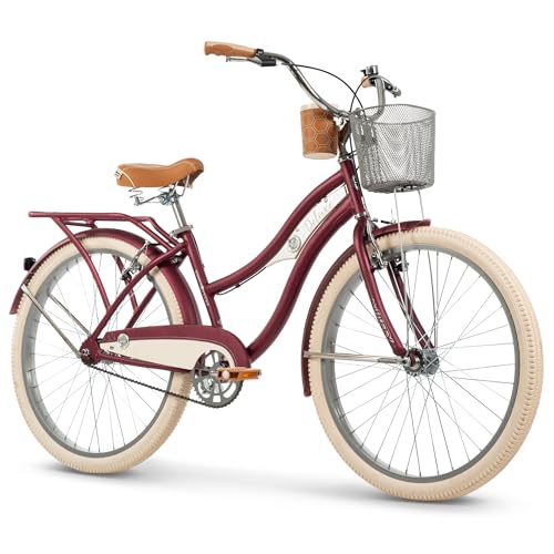 Huffy Deluxe Cruiser Damenfahrrad 26” - Dark Berry, Rot