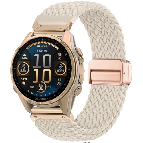 CUNUJIX Quickfit Geflochtene Armband Ersatz für 20mm Garmin Fenix 7S/ Fenix 6S/ Fenix 5S/ Fenix 8 43mm/ epix Pro 42mm, Loop Magnetische Dehnbare Nylon Gewebeband für Garmin 7S Solar/6S Pro/5S Plus