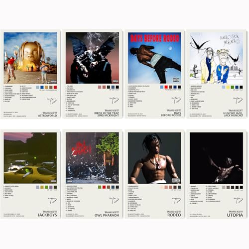 generisch Travis Scott Music Album Cover Signed Limited Canvas Poster (Set of 8) Unframe:08in x 12in(20x30cm)
