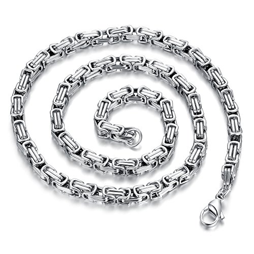 JewelryWe Schmuck Herren Kette, Edelstahl Biker Königskette Halskette, Silber, Breite 5mm Länge 55cm