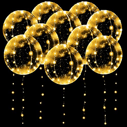 10 Pack Leuchtende Luftballons, Bobo Helium Ballons LED Luftballon, Wiederverwendbare Luftballon mit Lichterketten für Geburtstag Hochzeit Valentinstag Party Deko